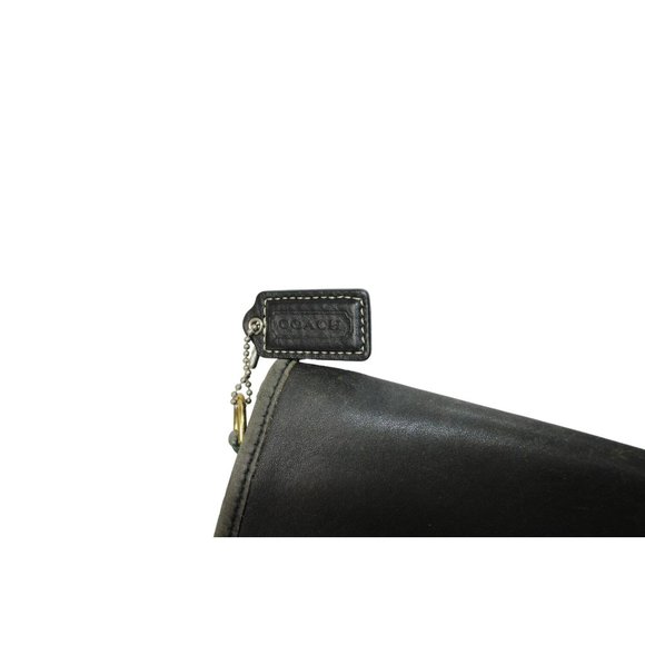 COACH Penny Pocket Black Genuine Leather Gold Classic Turn Lock Small Messenger - Picture 2 of 9